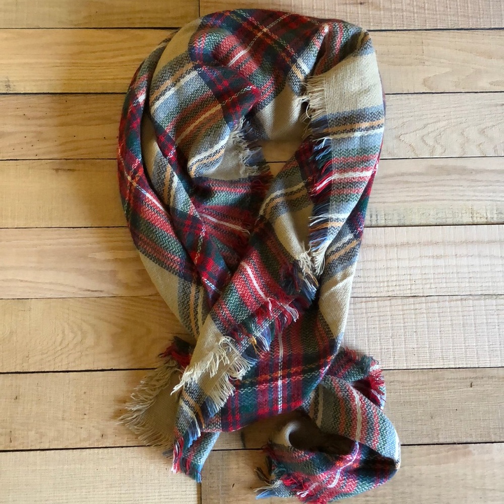 Plaid blanket scarf